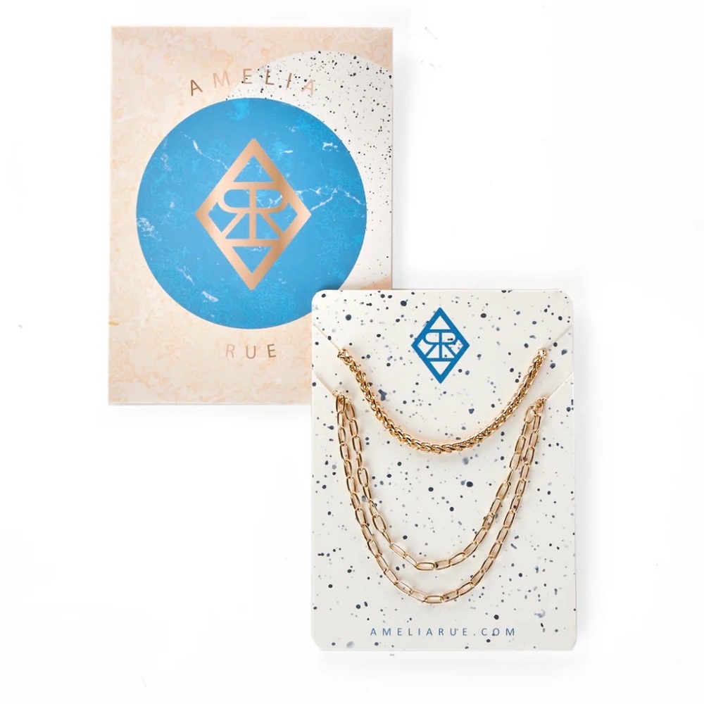 AMELIA RUE Multi-Strand Necklace Layering Set 16" & 13.5” with Extenders